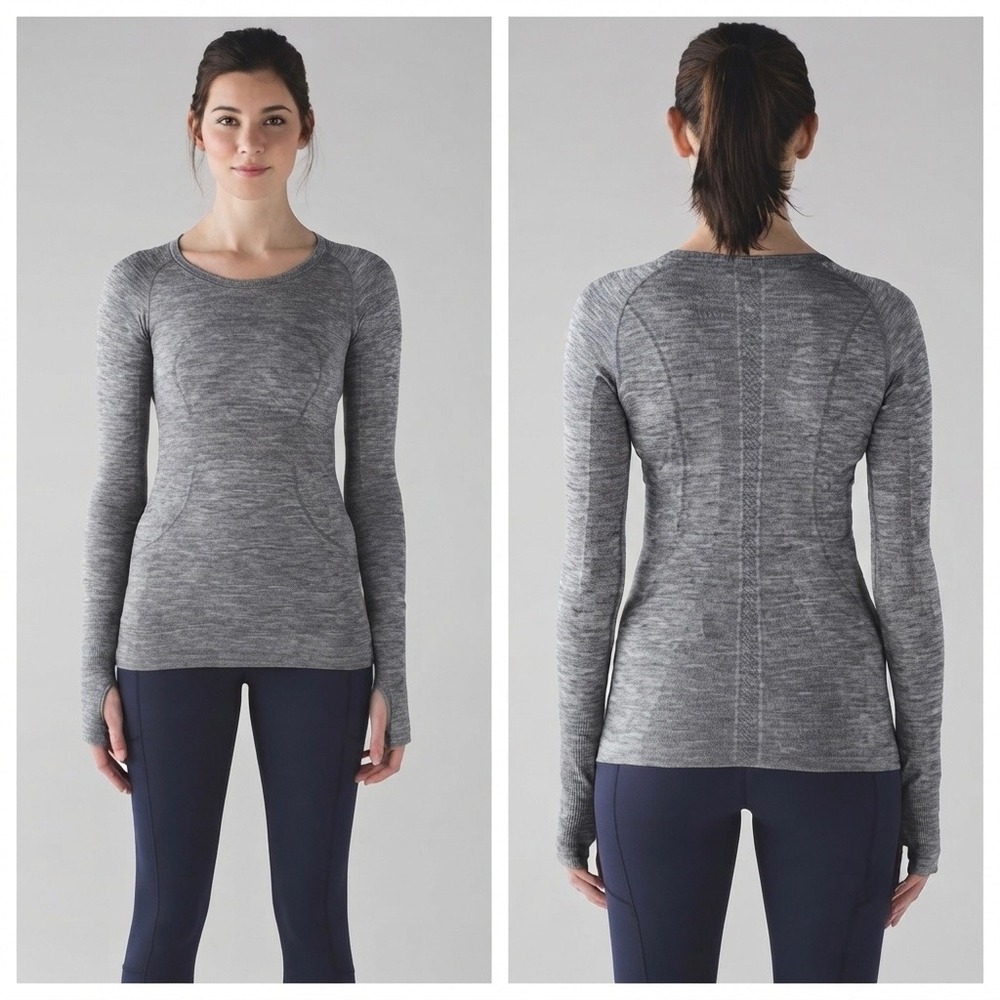 Lululemon Swiftly Tech Long Sleeve Shirt Womens 2 Gray Athletic Running W3F81S
